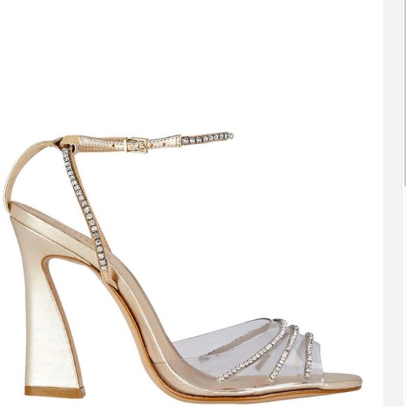 SCHUTZ Clear Embellished Heel Dress Sandals (New with defects) - Picture 7 of 16